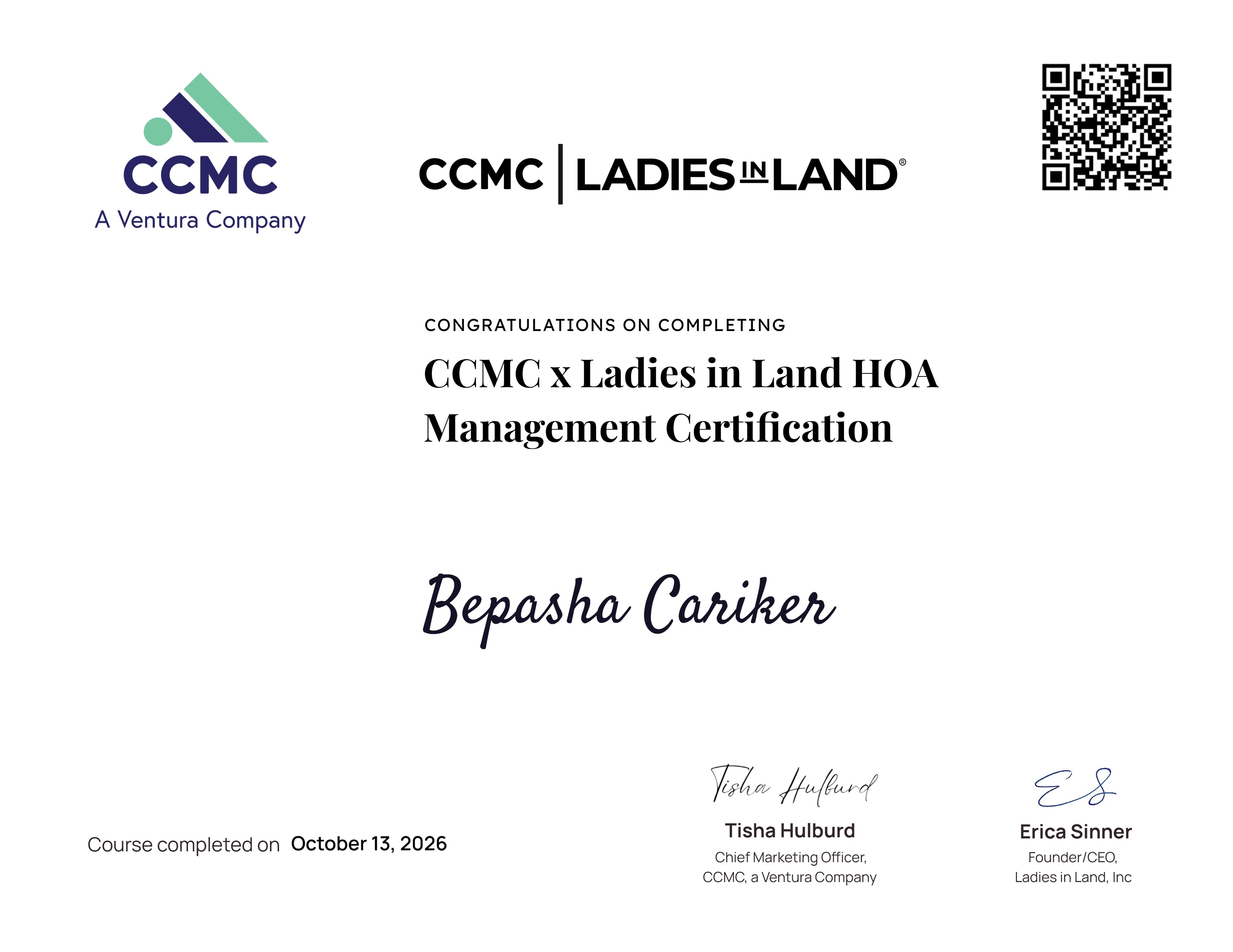 CCMC x Ladies in Land HOA Management Certification
